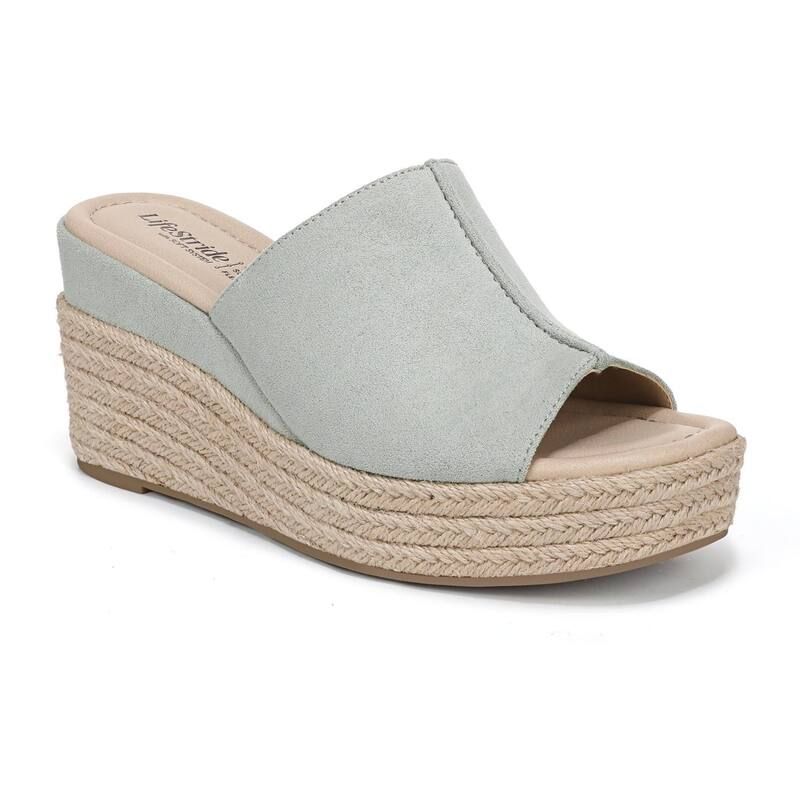 ライフストライド レディース シューズ サンダル LifeStride Haute Womens Wedge SlipOn Espadrille Sandals Green グリーン