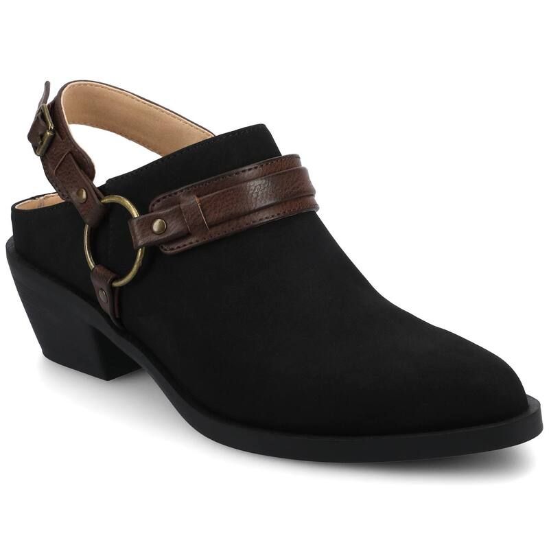 ジャーニー レディース シューズ サンダル ヒール Journee Urbana Womens Pointed Toe Cuban Heel Strappy Mules Black ブラック