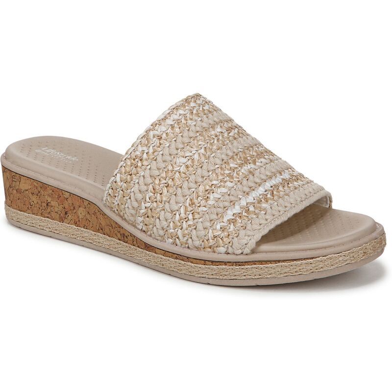ライフストライド レディース シューズ サンダル LifeStride Breezy Womenslide Sandals White Raffia ホワイト