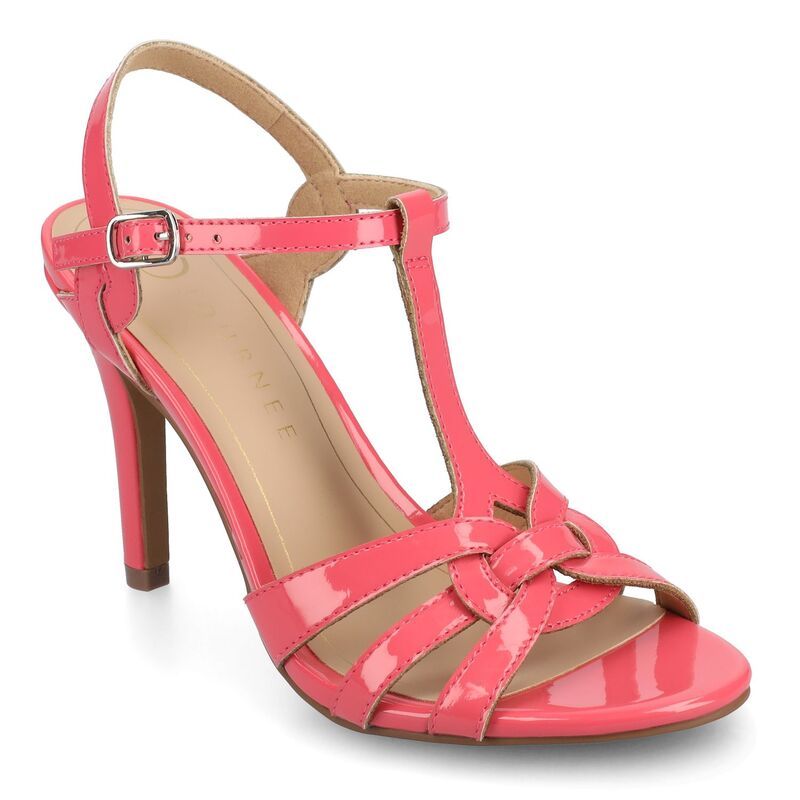 ジャーニー レディース シューズ サンダル Journee Valry Woven TStrap Womens Dressandals Patent Coral コーラル