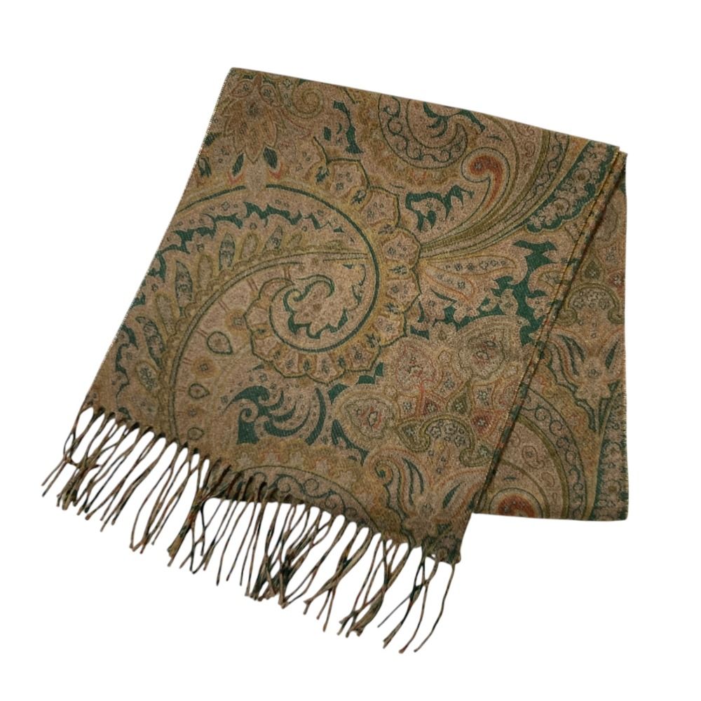 良品 ETRO エトロ ペイズリー チェック柄 カシミヤ100% マフラー