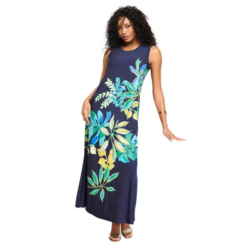 ロアマンズ レディース トップス ワンピース プラスサイズ ノースリーブ マキシ Roamans Womens Plusize Ultrasmooth Fabric Sleeveless Maxi D