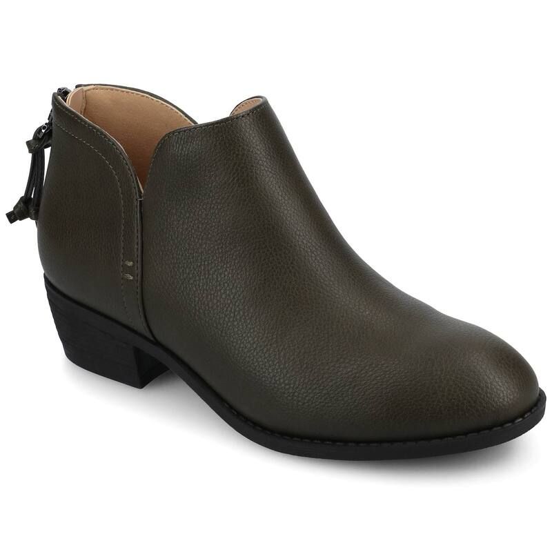 ジャーニー レディース シューズ ブーツ・レインブーツ ヒール Journee Livvy Womens Back Heel Zip Stacked Heel Booties Vintage Oliv