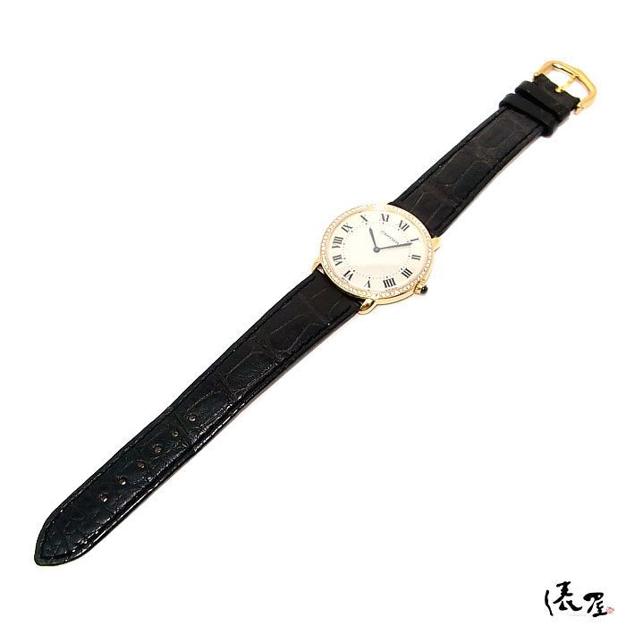 カルティエ K18 ロンドルイ LM ダイヤ 手巻き 極美品 メンズ 時計