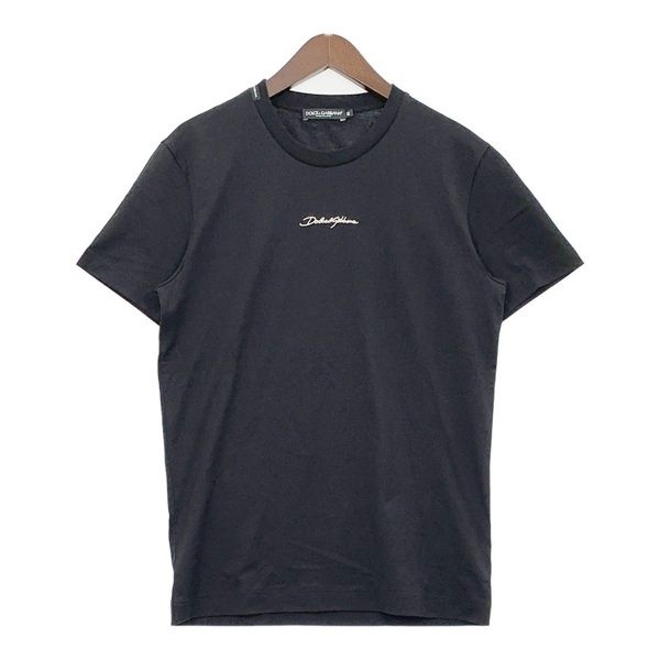 DOLCE&GABBANA ドルチェ&ガッバーナ Tシャツ カットソー ロゴパッチ レギュラーフィットト メンズ サイズ46 ブラック トップス DM19433■