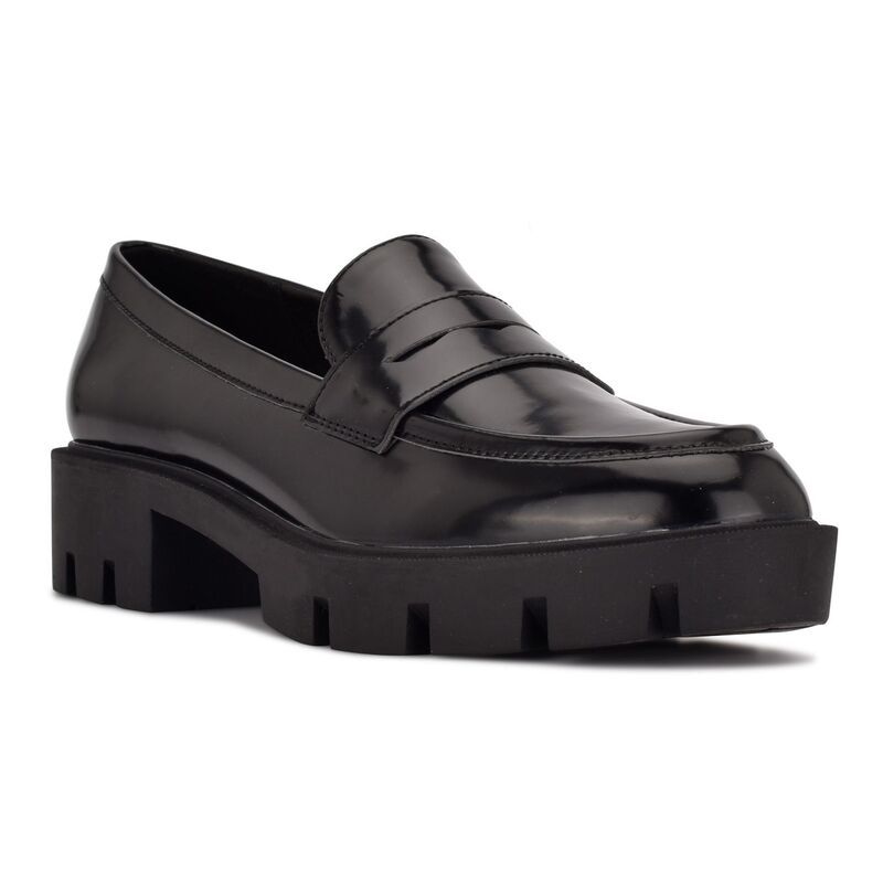 ナインウェスト レディース シューズ スリッポン・ローファー Nine West Maibel Womens Loafers Black Patent ブラック
