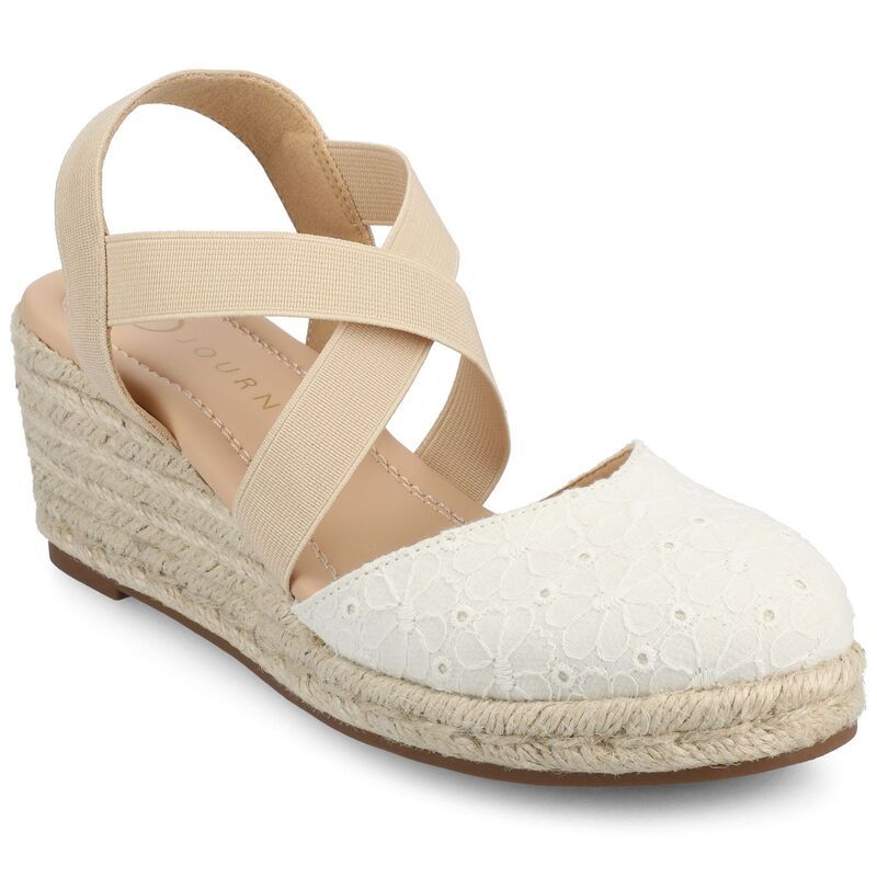 ジャーニー レディース シューズ サンダル プラットフォーム Journee Ashlee Womens Platform Espadrille Wedge Sandals White ホワイト