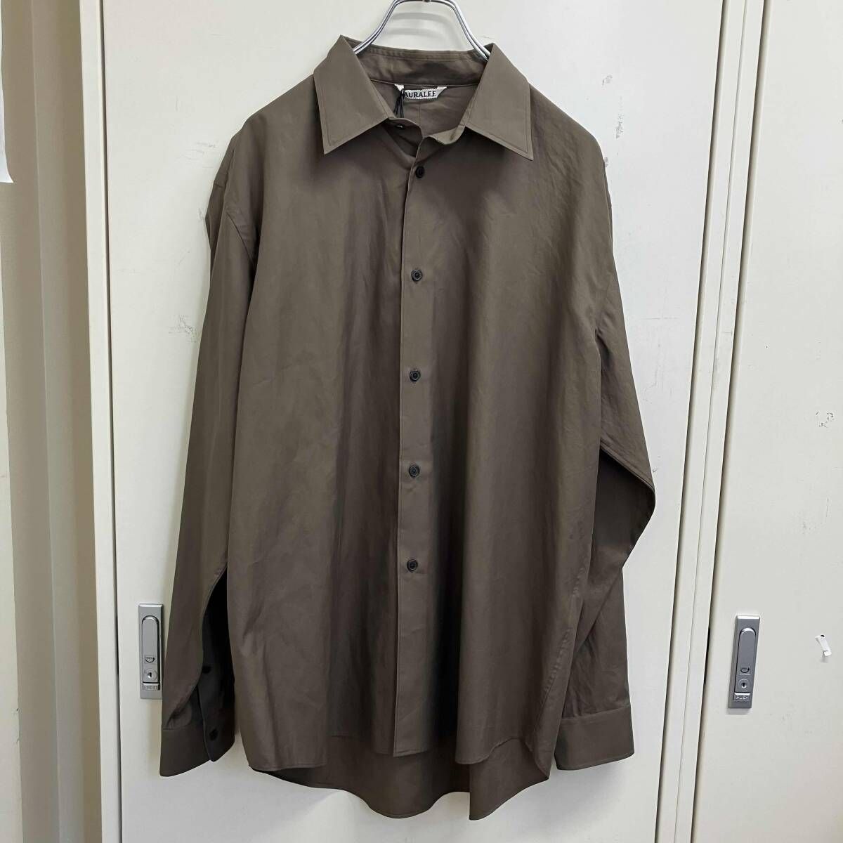 25aw AURALEE WASHED FINX TWILL SHIRT サイズ5 美品　カーキ系　オーラリー