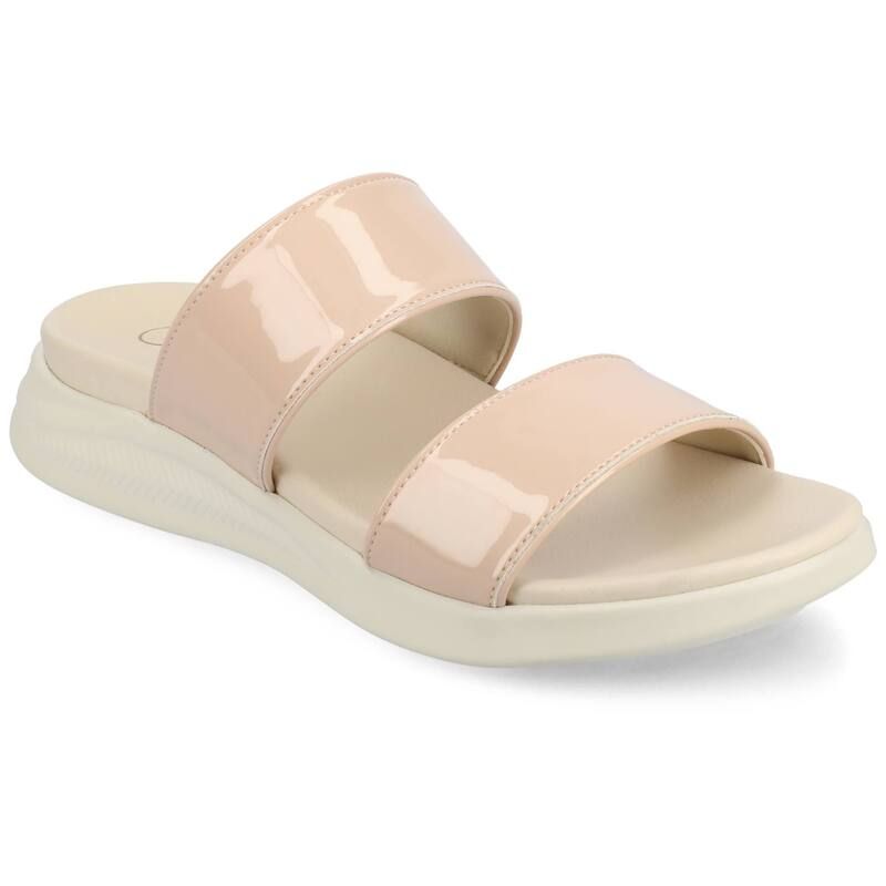 ジャーニー レディース シューズ サンダル Journee Womens JanislipOn Sandals Patent Beige ベージュ