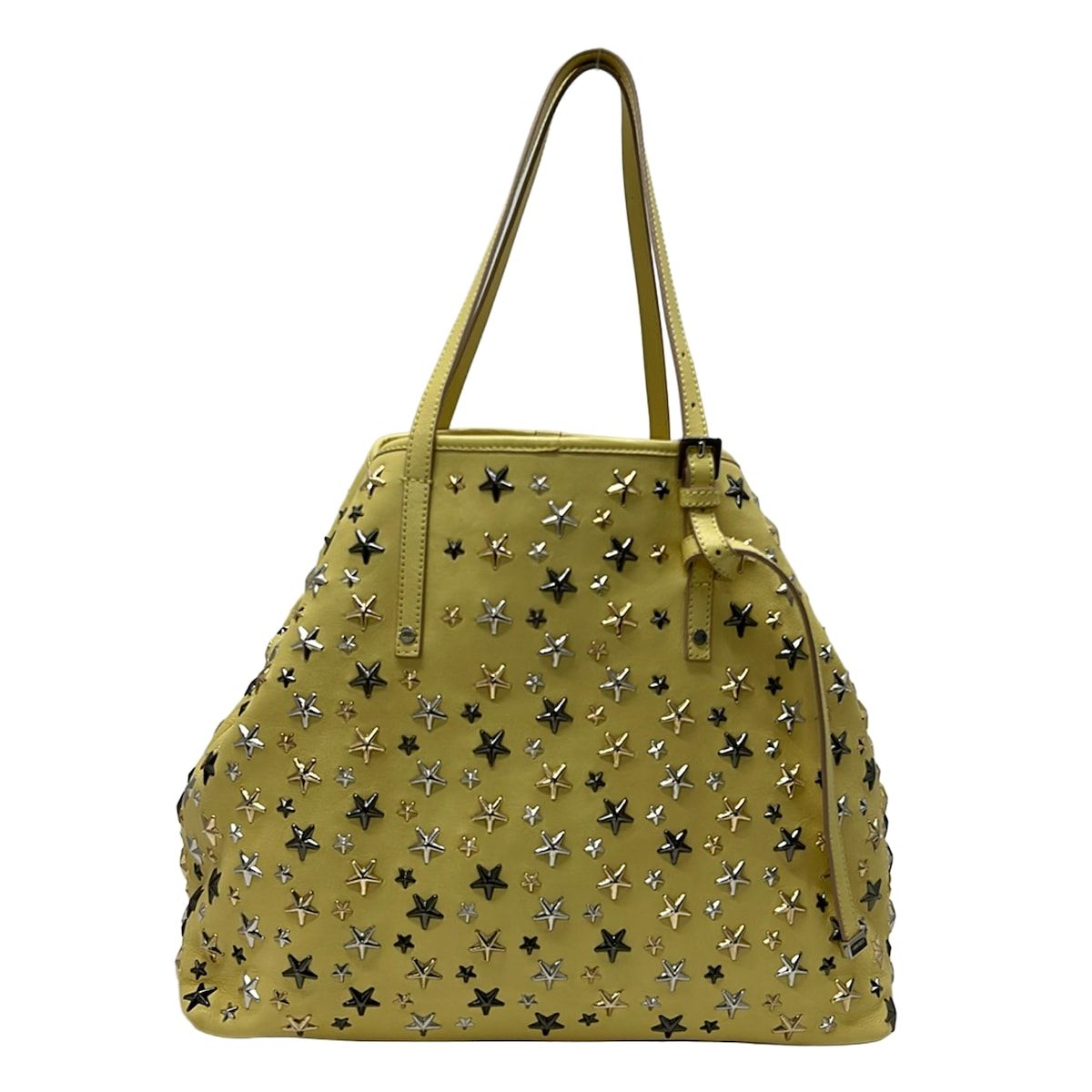 JIMMY CHOO(ジミーチュウ) トートバッグ サシャ ライトイエロー スター(星)/スタッズ/ホログラムシールあり レザー