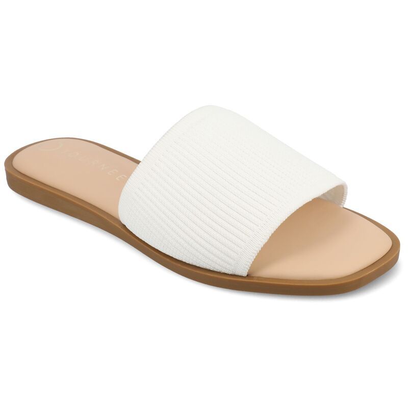 ジャーニー レディース シューズ サンダル リネン Journee Prisilla Womens Tru Comfort Foam Linen Slip On Slide Sandals White
