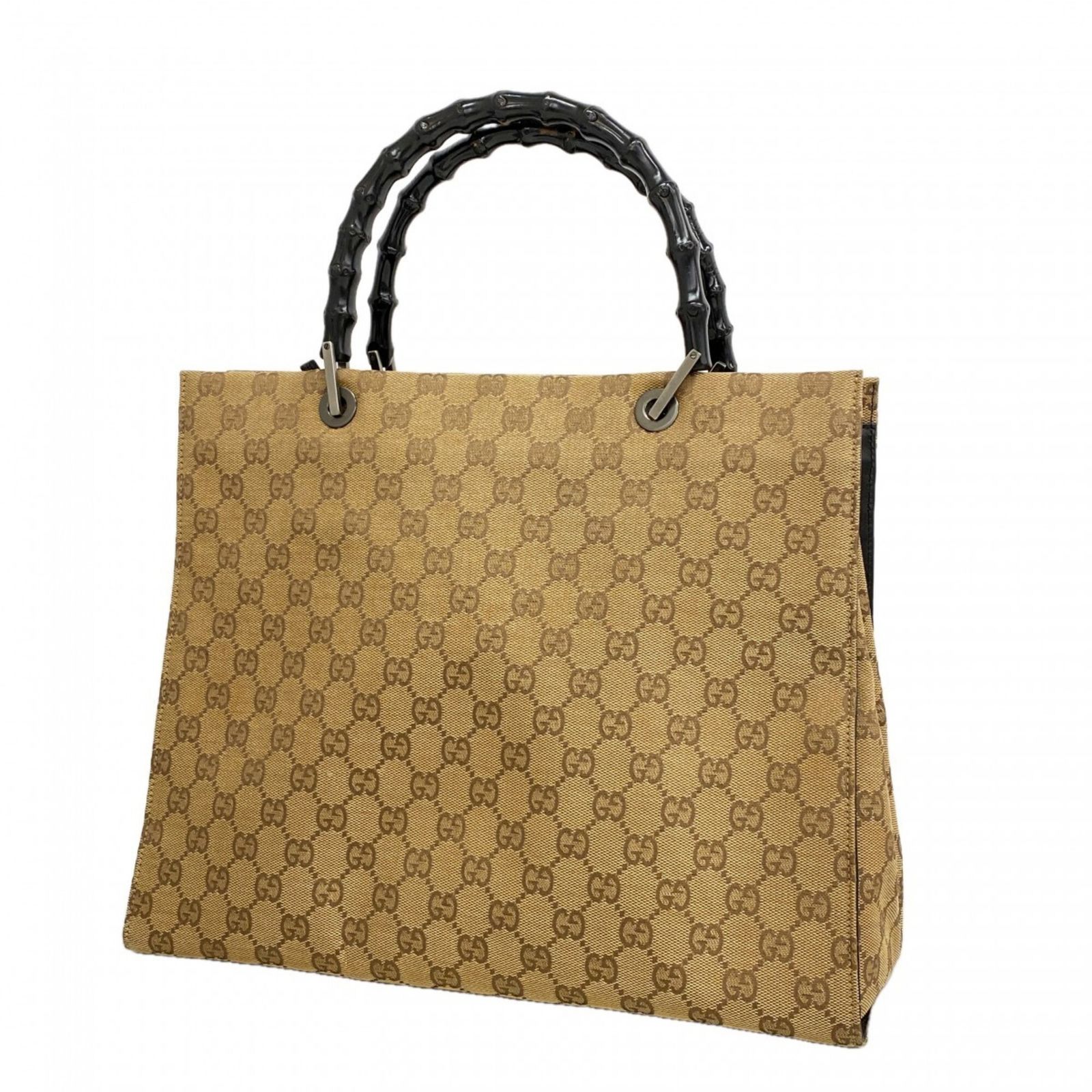 グッチ(Gucci) グッチ トートバッグ GGキャンバス バンブー 002 1010 キャンバス ベージュ ブラック レディース