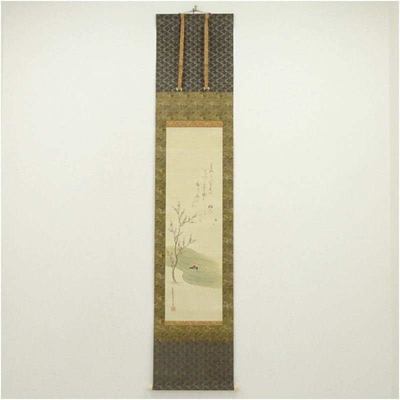 江戸後期　土佐光孚筆　桃節句図　肉筆絹本掛軸（保護箱） 掛け軸 床の間 書 おしゃれ 絵画 表具 芸術 茶道 年中掛け インテリア 茶掛 掛物 和室