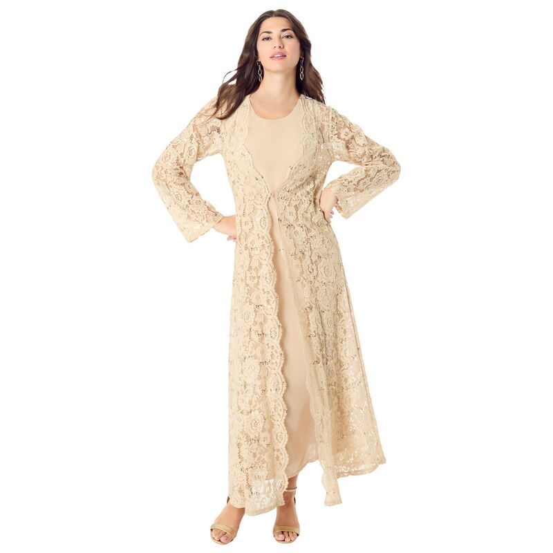 ロアマンズ レディース トップス ワンピース プラスサイズ レース マキシ ジャケット Roamans Womens Plusize Lace Jacket Maxi Dresset Sparklin