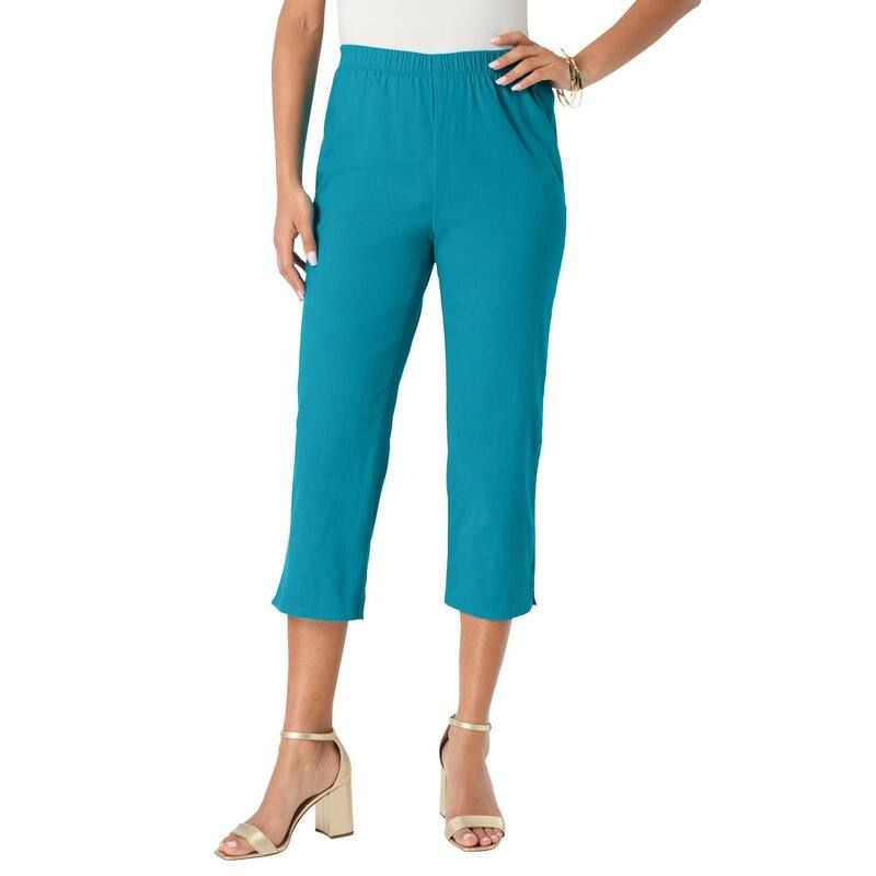 ロアマンズ レディース ボトムス カジュアルパンツ プラスサイズ プチ キャップ Roamans Womens Plusize Petite Comfort Stretch Capri Jean De
