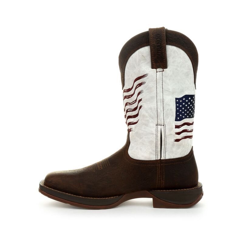 ドゥランゴ メンズ シューズ ブーツ・レインブーツ Rebel By Durango Distressed Flag Mens Western Boots Bay Brown And White ホワ
