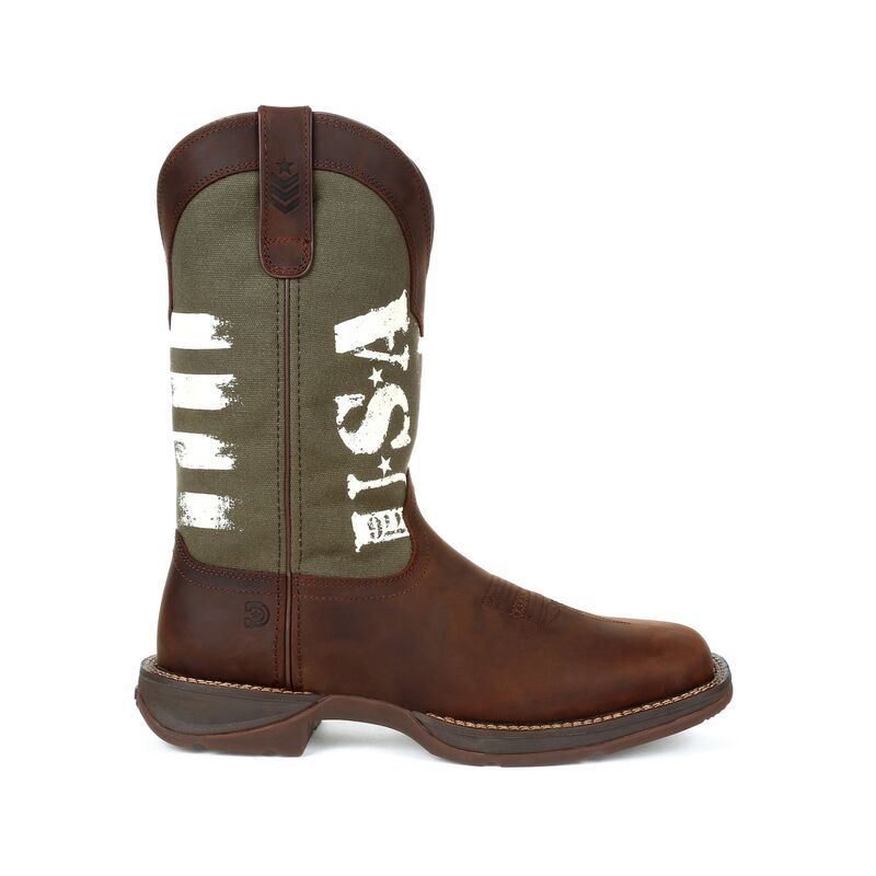 ドゥランゴ メンズ シューズ ブーツ・レインブーツ Rebel By Durango USA Mens Western Boots Brown And Army Green グリーン