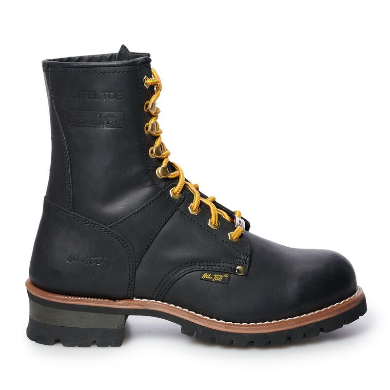 アドテック メンズ シューズ ブーツ・レインブーツ Tシャツ AdTec 1428 Mens Wateresistant Steel Toe Logger Work Boots Black ブラック
