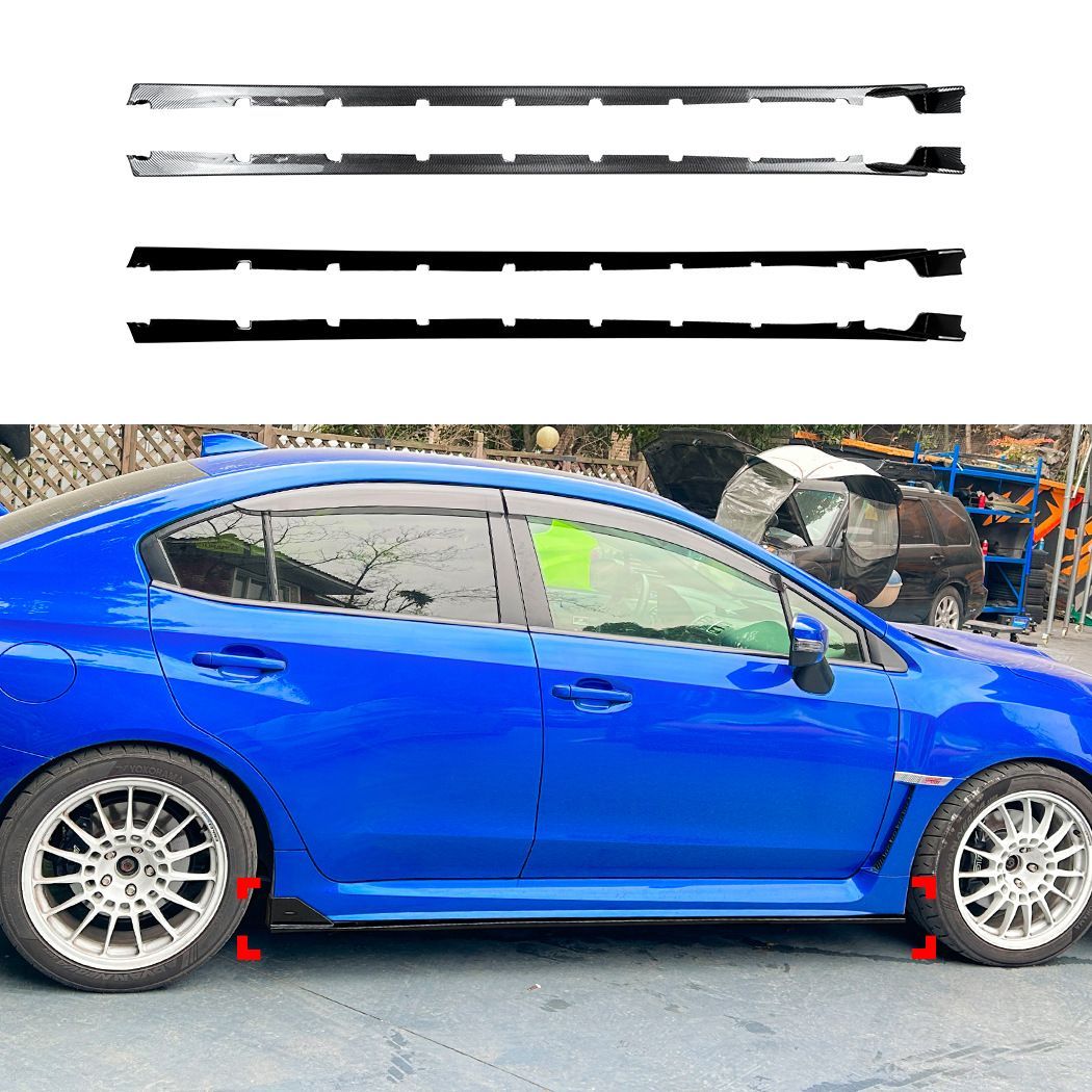 スバル Subaru WRX STI VA対応 サイドスカートスポイラー ABS ピアノブラック カーボン調 外装アクセント ドレスアップ