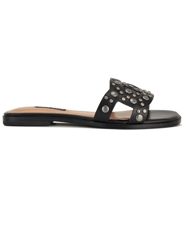 ナインウェスト レディース シューズ スリッポン・ローファー サンダル Nine West Womens Gomaz Embellished Flat SlipOn Sandals Black ブラッ