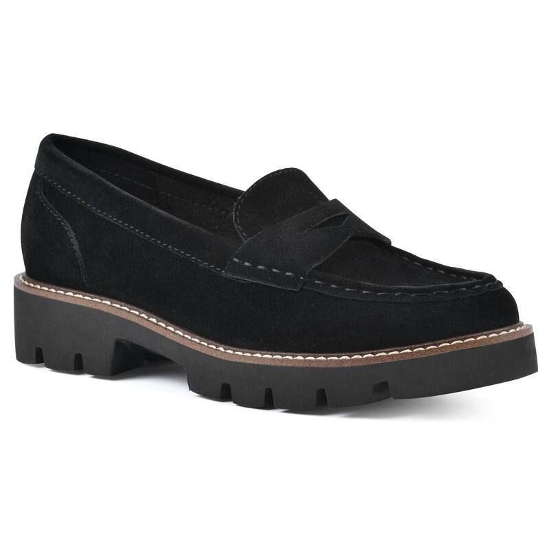 ホワイトマウンテン レディース シューズ スリッポン・ローファー White Mountain Gunner Womens Lug Sole Loafers Black Suede ブラック