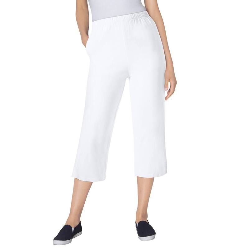 ウーマン ウィズイン レディース ボトムス カジュアルパンツ プラスサイズ プチ デニム キャップ ジーンズ Woman Within Plusize Petite Fineline Stretch