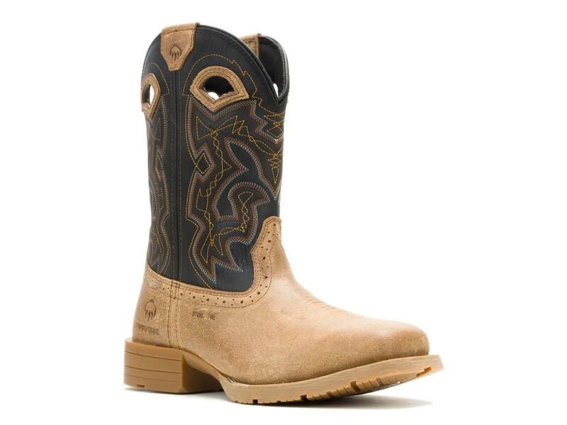 ウルヴァリン メンズ シューズ ブーツ・レインブーツ Tシャツ WolverineWheatland Steel Toe Wellington Hyperrest Work Boot Mens Bla