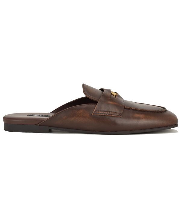 ナインウェスト レディース シューズ スリッポン・ローファー Nine West Womens Evans Penny Loafer Flat SlipOn Mules Dark Brown Leat