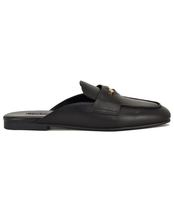ナインウェスト レディース シューズ スリッポン・ローファー Nine West Womens Evans Penny Loafer Flat SlipOn Mules Black Leather ブ