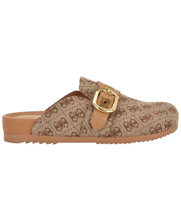 ゲス レディース シューズ スリッポン・ローファー GUESS Womens Galavanta Buckle SlipOn Flat Clogs Brown Jaquard Logo ブラウン ゲス レディース シューズ スリッポン・ローファー GUESS Womens Galavanta Buckle SlipOn Flat Clogs Brown Jaquard Logo ブラウン