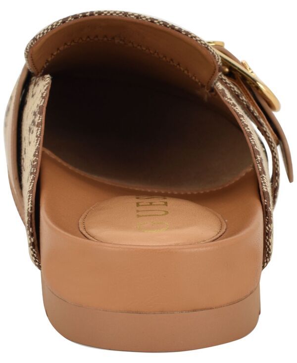 ゲス レディース シューズ スリッポン・ローファー GUESS Womens Galavanta Buckle SlipOn Flat Clogs Brown Jaquard Logo ブラウン ゲス レディース シューズ スリッポン・ローファー GUESS Womens Galavanta Buckle SlipOn Flat Clogs Brown Jaquard Logo ブラウン
