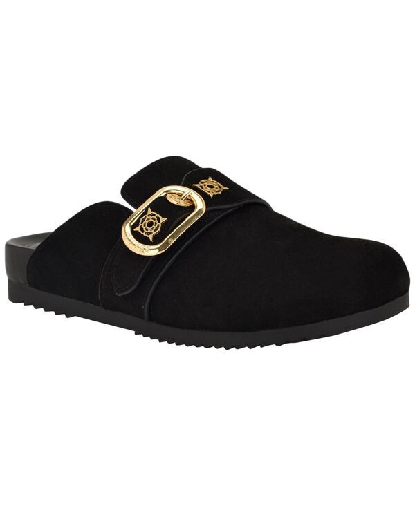 ゲス レディース シューズ スリッポン・ローファー GUESS Womens Galavanta Buckle SlipOn Flat Clogs Black Suede ブラック