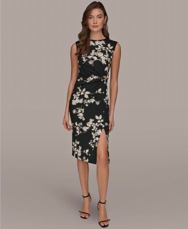 ダナ キャラン ニューヨーク レディース トップス ワンピース フラワー柄 フラワー Donna Karanew York Womens Floral Sheath Dress Black Multi