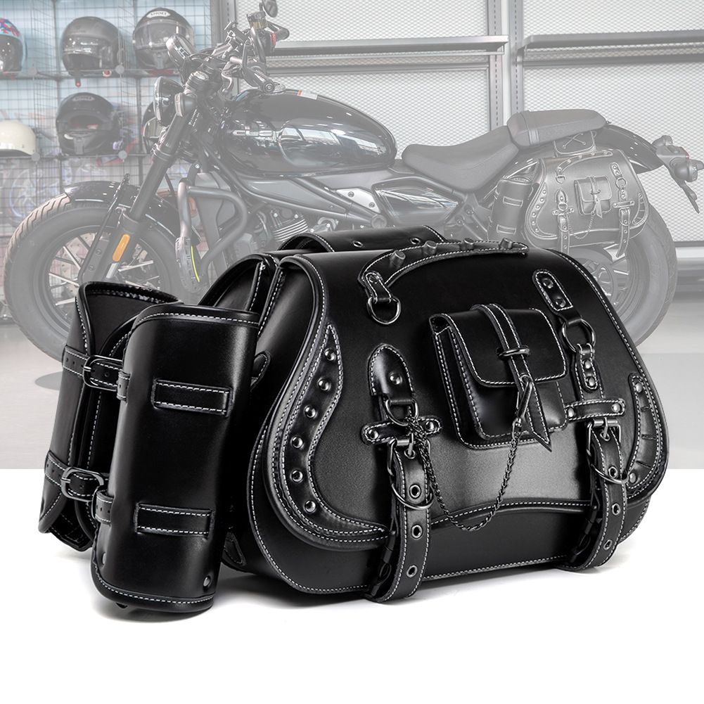 ハーレーダビッドソン対応 レザーサイドバッグ ヴィンテージクルーザー ボバー バイク用 左右ペア