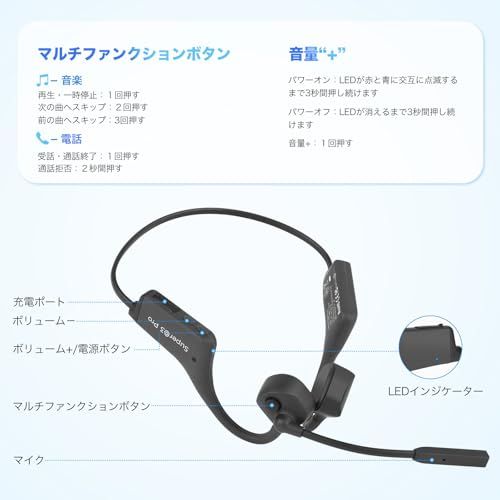 骨伝導イヤホン bluetooth マイク付き 通話専用 ノイズキャンセリングマイク 耳を塞がない 骨伝導ヘッドセット クリアな通話体験 オープンイヤーヘッドホン 自動ペアリング ハンズフリー通話 8時間連続再生 IP55防水防塵 Zoom 在宅ワーク テｍａ