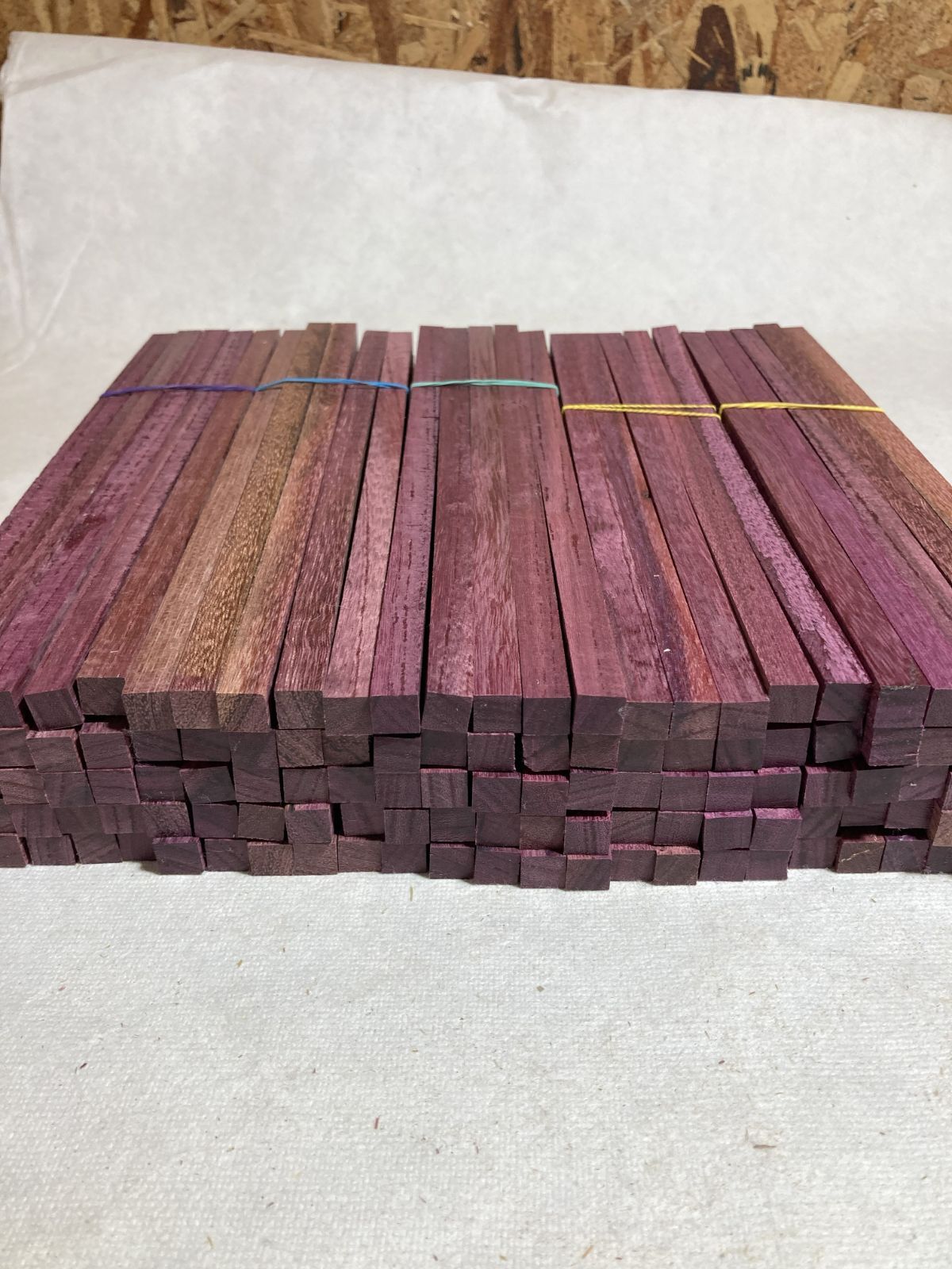 C級品 パープルハート 300本 高級箸木材 木材箸材料 端材 角材 角棒 DIY工作 寄木材料 教材