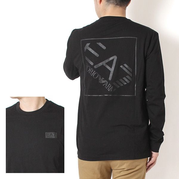 26SSモデル エンポリオアルマーニ EMPORIO ARMANI EA7 バックボックスプリント 長袖Tシャツ【UC001 BLACK】 7M001488 AF17789 UC001/【2026SS】m-tops