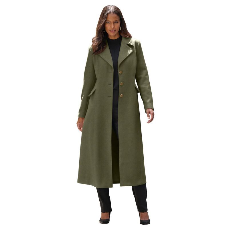ロアマンズ レディース アウター ジャケット・ブルゾン プラスサイズ ウール コート Roamans Womens Plusize Long Tailored Wool Blend Coat Dark