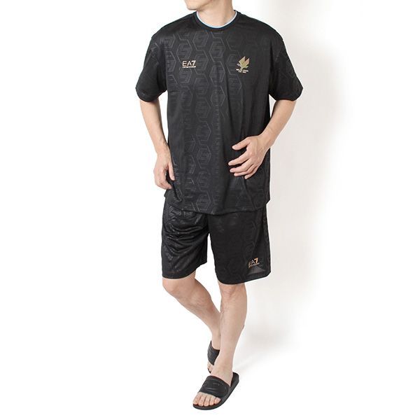 26SSモデル エンポリオアルマーニ EMPORIO ARMANI EA7 ハニカムセッテ柄 セットアップ 上下セット【UC001 BLACK】 7M001304 AF13537 UC001/【2026SS】m-tops