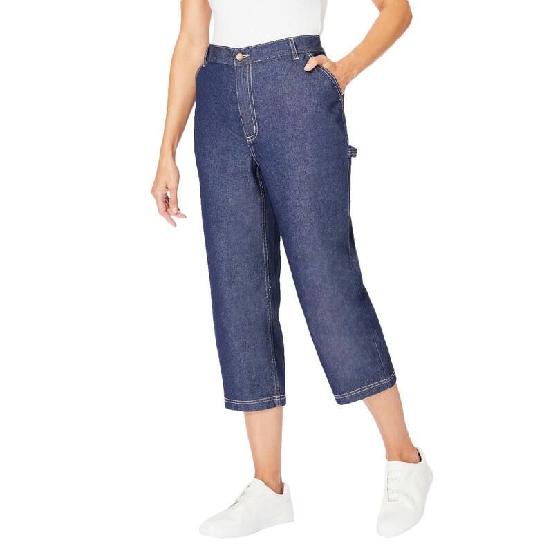 ウーマン ウィズイン レディース ボトムス カジュアルパンツ プラスサイズ デニム キャップ Woman Within Plusize Carpenter Denim Caprindigo インディゴ
