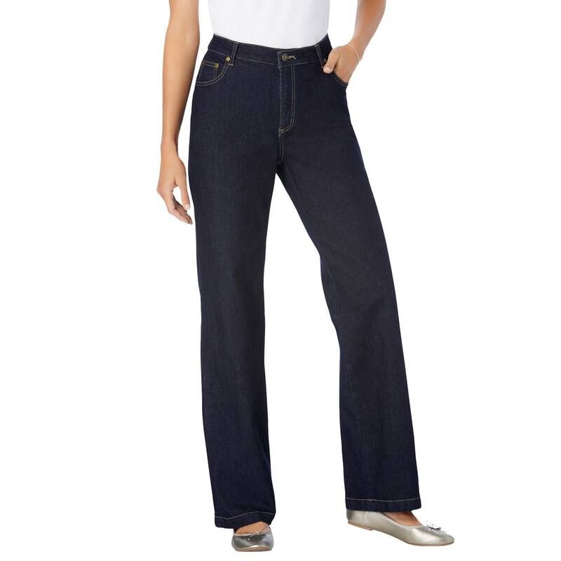 ウーマン ウィズイン レディース ボトムス デニムパンツ プラスサイズ プチ ジーンズ Woman Within Plusize Petite Stretch Denim WideLeg FivePo