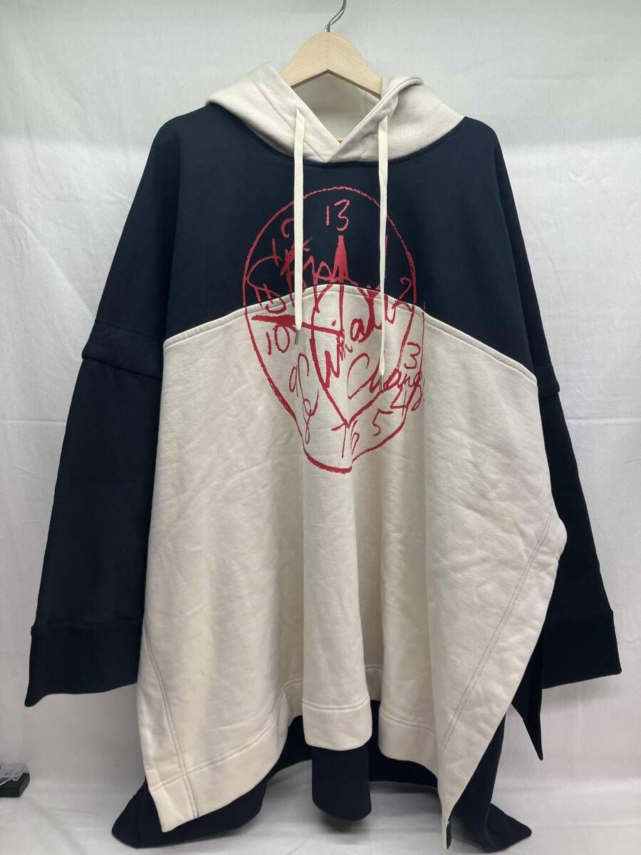 Vivienne Westwood MAN スクエアパターン ビッグパーカー クロックプリント ベージュ×ブラック フリーサイズ