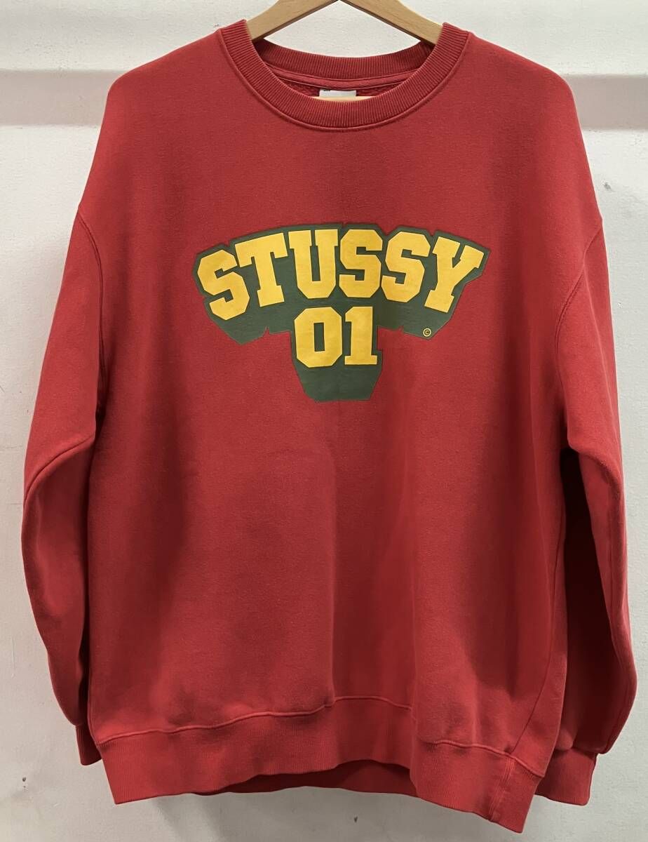 STUSSY ステューシー スウェット 00S 銀タグ ロゴ OLD レッド サイズM アメリカ製 RN94974 CA28629