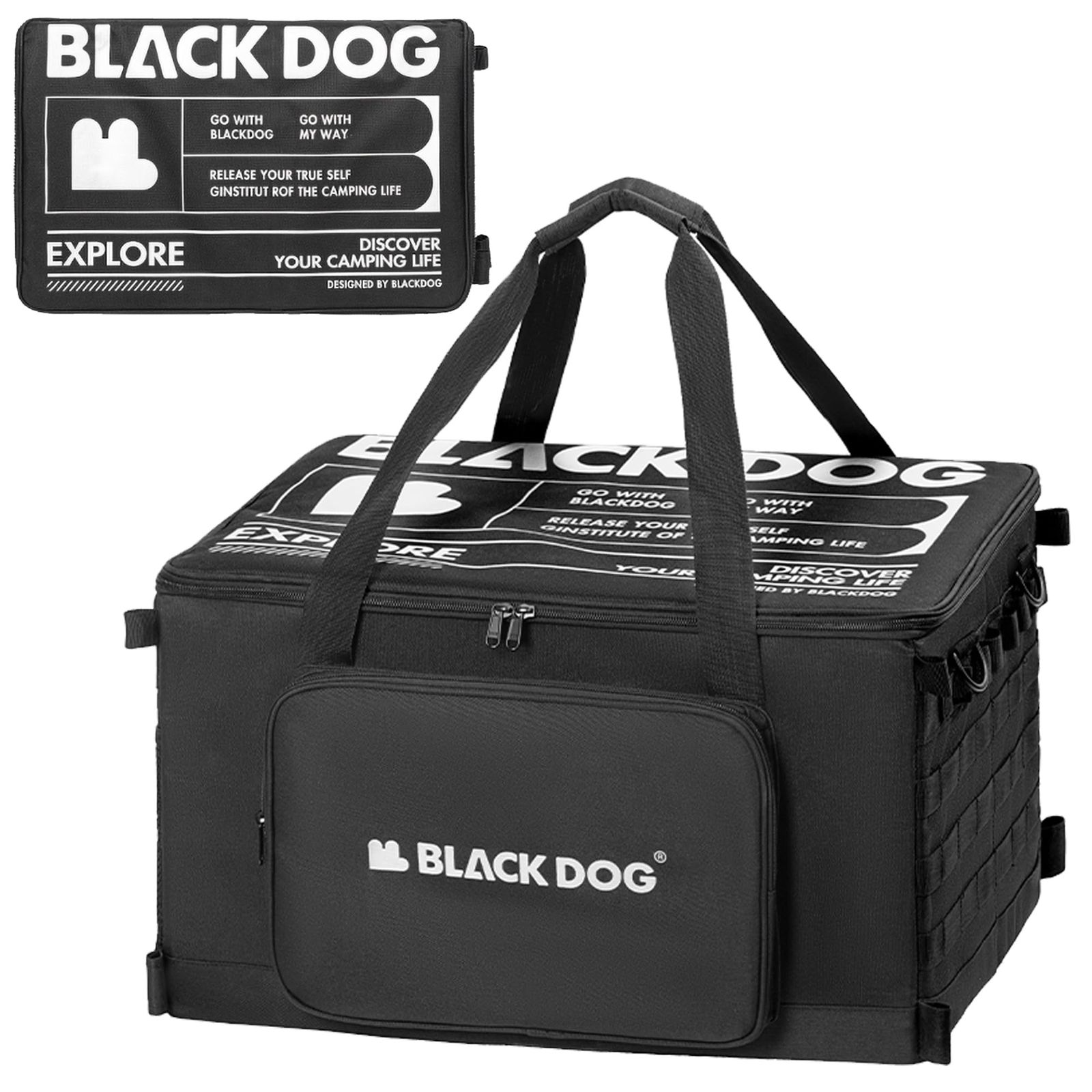 Blackdog キャンプ 収納ボックス 15L/51L大容量 折り畳み 仕切り付き カラビナループ付き ソフトコンテナ 複数の収納ネット 収納性 防水 防潮防湿 調味料 調理器具 小物入れ コンテナ ボックス 道具 旅行 携帯便利 野営 アウトドア 登山 釣