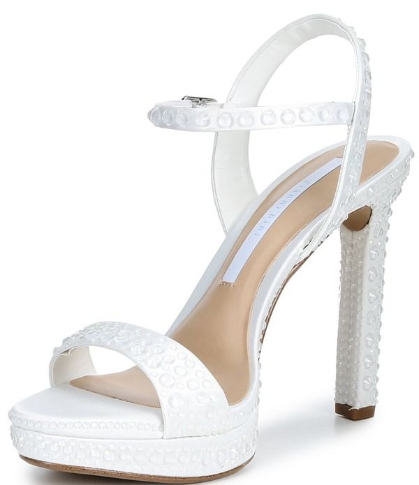 ジャンビニ レディース シューズ サンダル プラットフォーム サテン Gianni Bini Lilletwo Satin Clearhinestone Platform Dressandals Wh