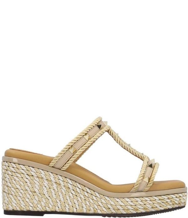 ジェイレニー レディース シューズ サンダル プラットフォーム J Renee Tavelle Rope and Pyramid Stud Platform Wedge Slide Sandals N