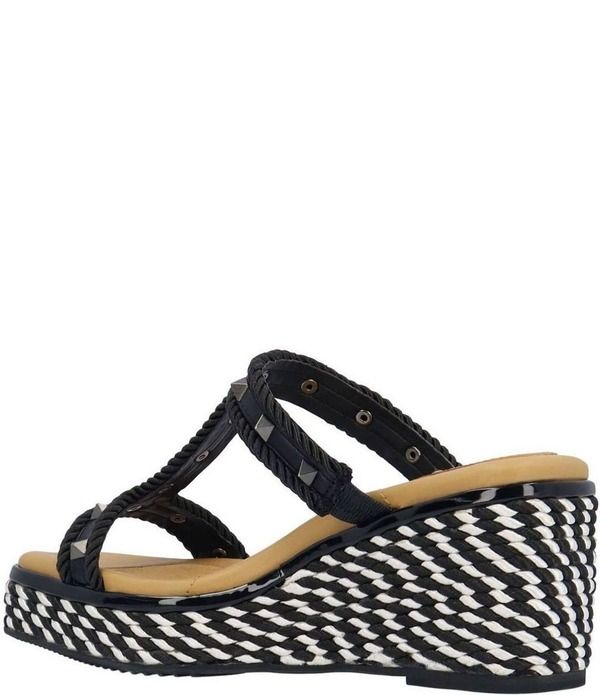 ジェイレニー レディース シューズ サンダル プラットフォーム J Renee Tavelle Rope and Pyramid Stud Platform Wedge Slide Sandals B