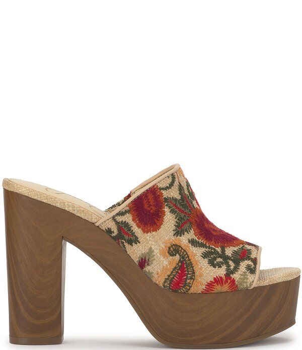 ジェシカシンプソン レディース シューズ サンダル プラットフォーム 刺繍 ヒール Jessica Simpson Shelbiembroidered Raffia Block Heel Platfo