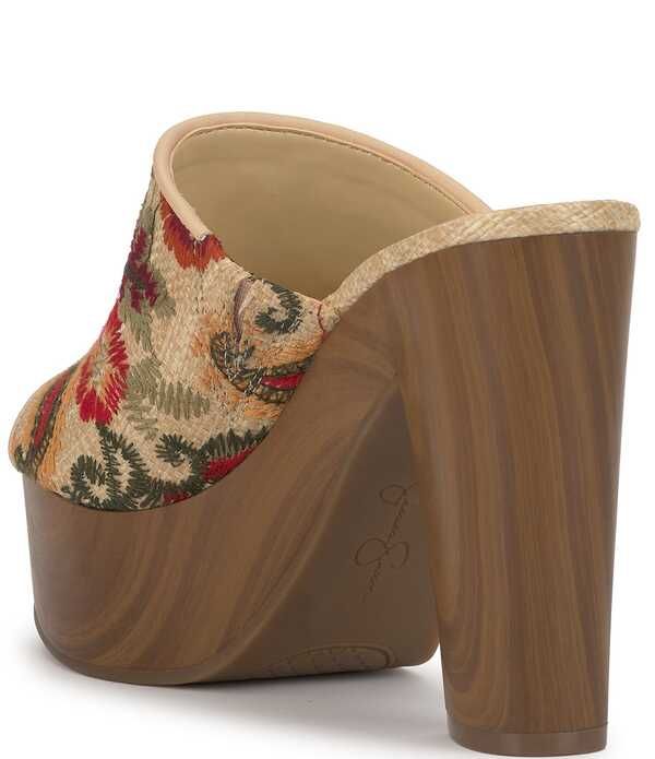 ジェシカシンプソン レディース シューズ サンダル プラットフォーム 刺繍 ヒール Jessica Simpson Shelbiembroidered Raffia Block Heel Platfo