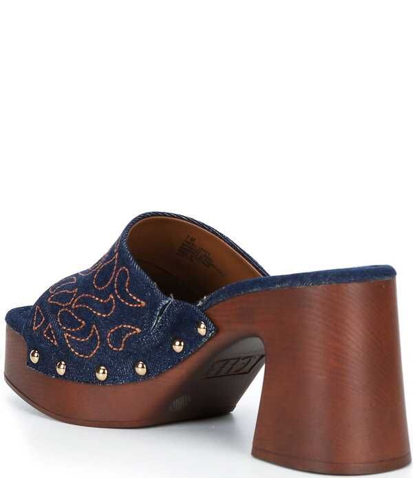 ジービー レディース シューズ サンダル プラットフォーム デニム GBuckAroo 2 Denim Studded Wood Platform Sandals Dark Blue ブルー ジービー レディース シューズ サンダル プラットフォーム デニム GBuckAroo 2 Denim Studded Wood Platform Sandals Dark Blue ブルー